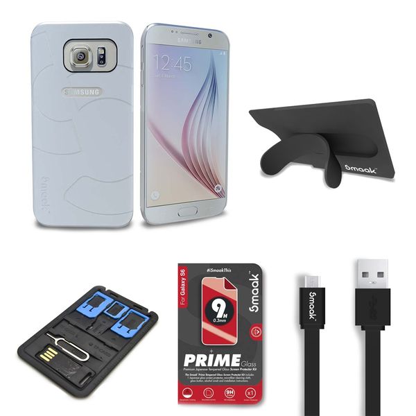 Smaak Samsung S6 Bundle Clear Sleek + Tempered Glass + Micro USB