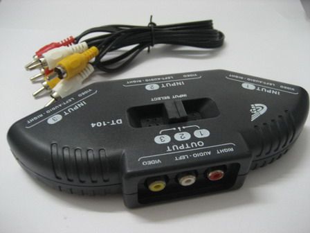 Game Selector DVD 3-Port RCA Switch, AV Selector &amp; Video RCA Splitter