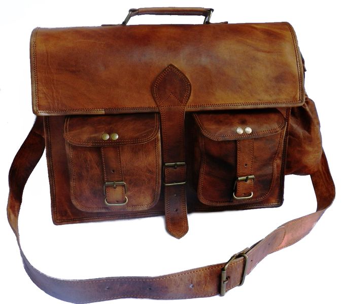 Carry &amp; Laptop Camel 15" Leather Bag