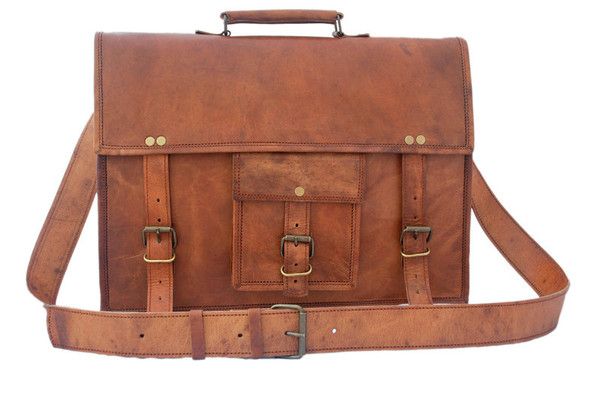Laptop &amp; Carry Leather Bag