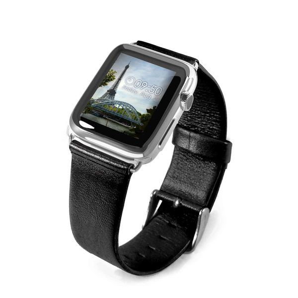 Tuff-Luv Genuine Leather Wrist Watch Strap Band for Apple Watch Strap 42mm - Black