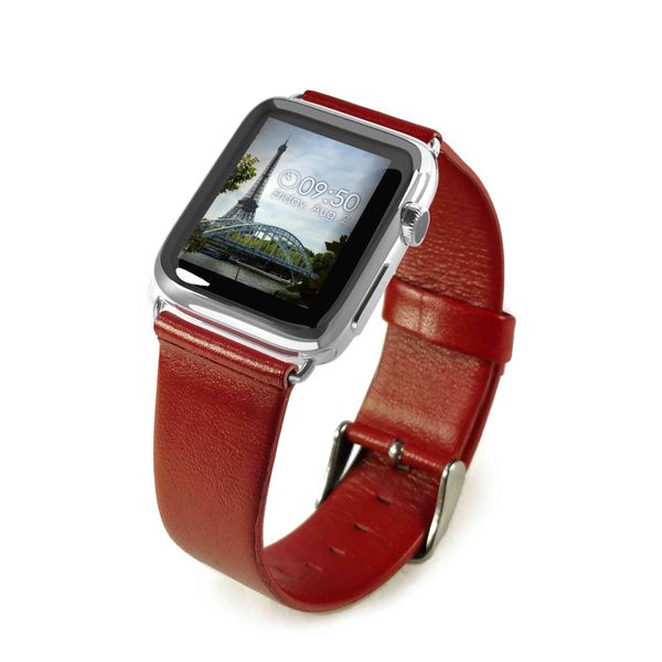 Tuff-Luv Genuine Leather Wrist Watch Strap Band for Apple Watch Strap 42mm - Red