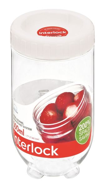 Lock &amp; Lock - Interlock Round Clear With White Lid - 500ml
