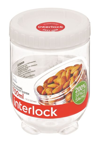 Lock &amp; Lock - Interlock Round Clear With White Lid - 700ml