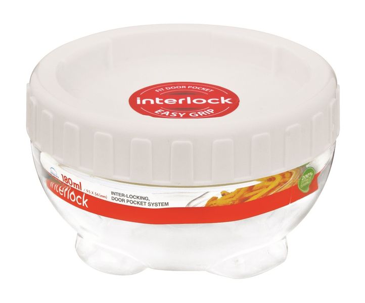 Lock &amp; Lock - Interlock Round Clear With White Lid - 180ml