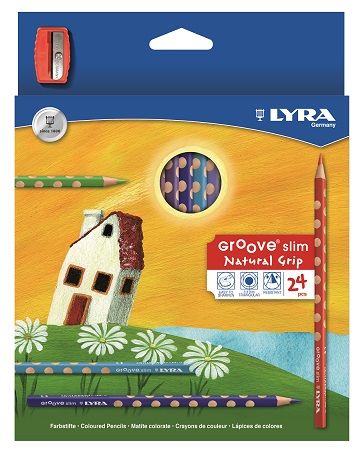 Lyra Groove Slim 24 Colour Pencils + Sharpener
