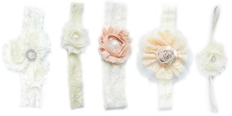 White Baby Headbands Hamper - White (5 Piece)