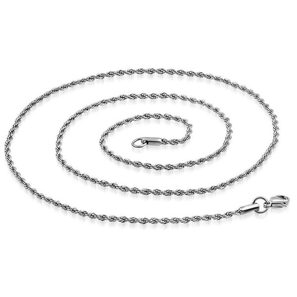 Jewelworx 45cm Stainless Steel Lobster Claw Clasp Braided Rope Link Chain