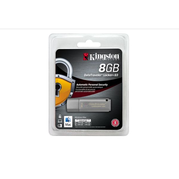 Kingston DataTraveler Locker+ G3 USB 3.0 Secure Flash Drive - 8GB