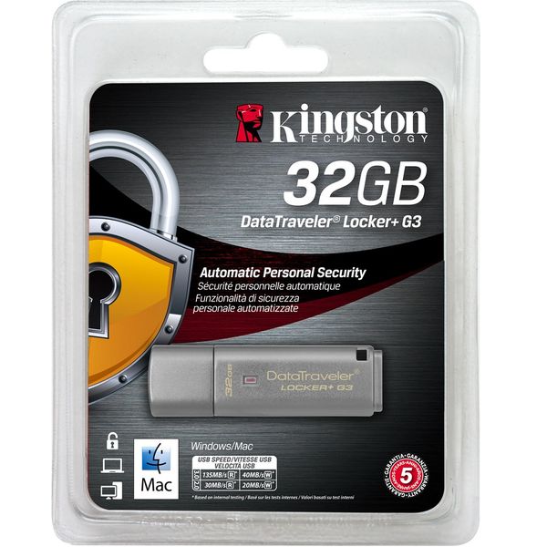 Kingston DataTraveler Locker+ G3 USB 3.0 Secure Flash Drive - 32GB