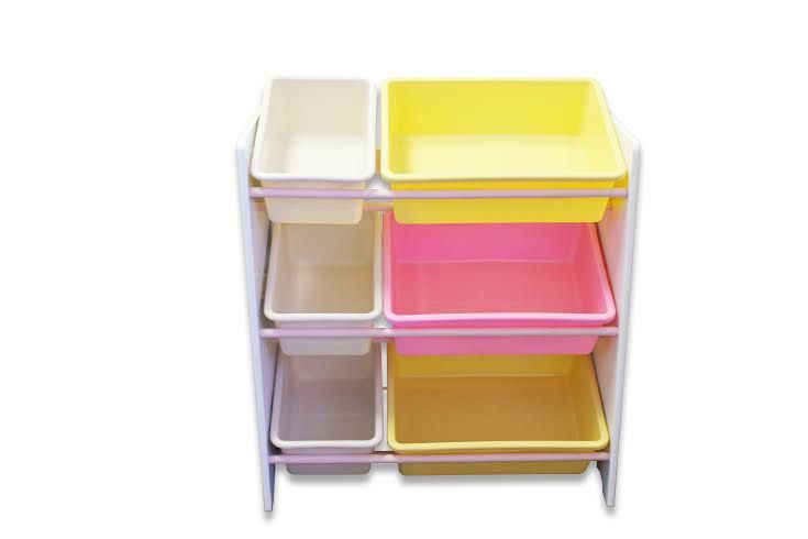 Kids Storage 3 Layer Rack - Yellow, White &amp; Pink