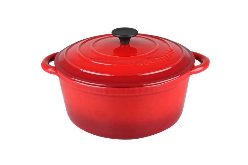 Gourmand - 4 Litre Round Cast Iron Casserole - Cherry