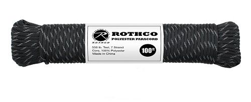 Rothco - Polyester Paracord 100ft - Reflective Black