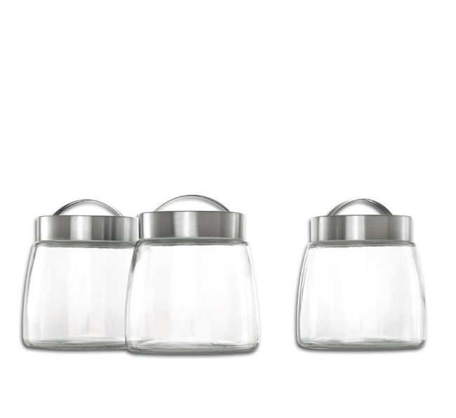 Consol Soho Glass Canisters with St Steel Lids 3pce Set, 800ml