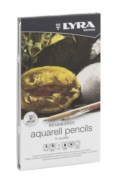 Lyra Rembrandt Aquarelle Pencils - 12 Colours in Metal Box