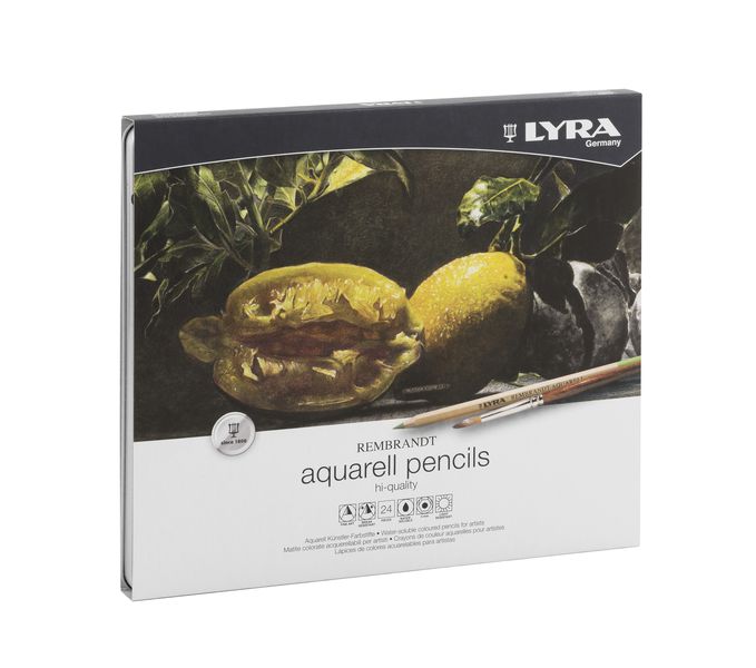 Lyra Rembrandt Aquarelle Pencils - 24 Colours in Metal Box
