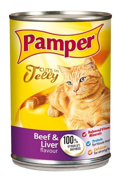 Pamper - Adult Beef &amp; Liver Flavour Cuts In Jelly - 385g