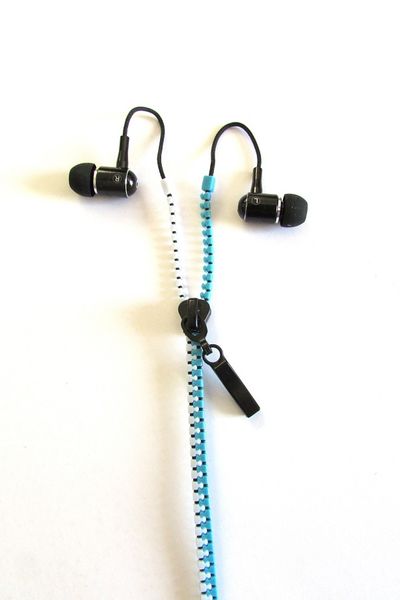 Zipper Earphones - White &amp; Blue
