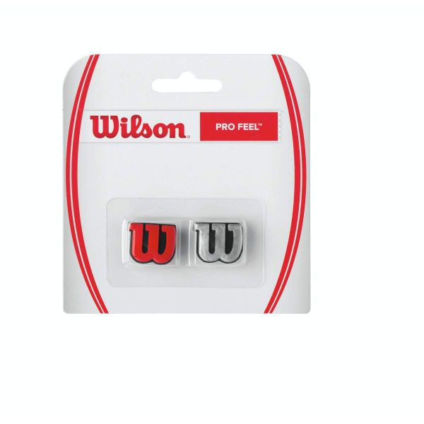 Wilson 'W' Pro Feel Racquet Vibration Dampner - 2 pack - Red &amp; Silver
