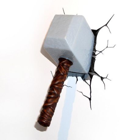 thor hammer 3d wall light