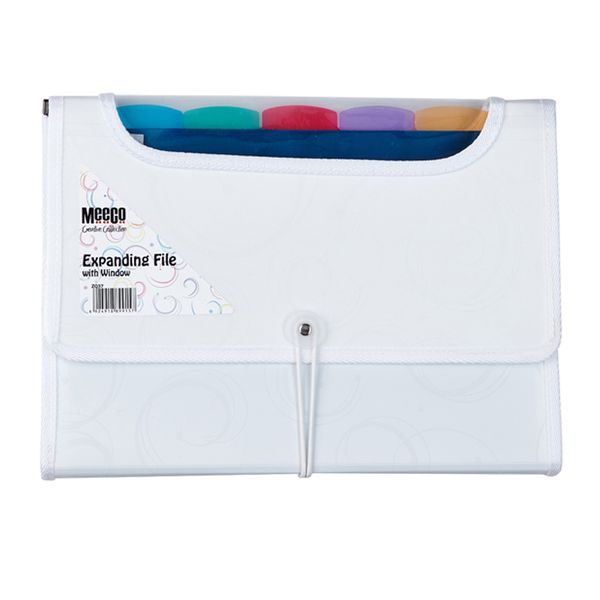 Meeco 6 Division Expanding File with Window - White