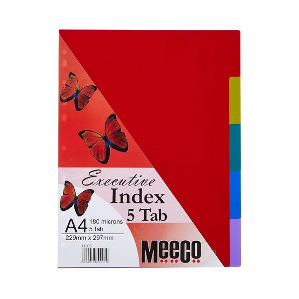 Meeco Executive A4 5 Tab Multi Colour Indexes