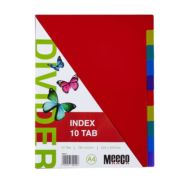 Meeco Executive A4 10 Tab Multi Colour Indexes