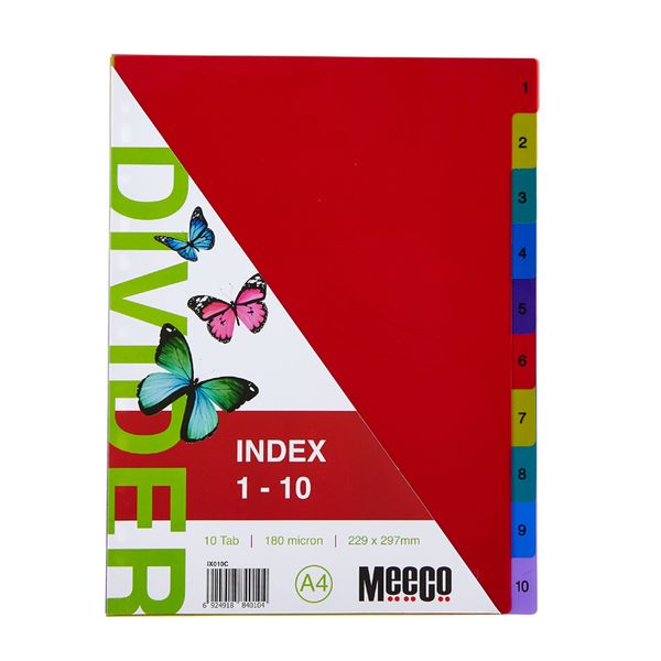 Meeco Executive A4 10 Tab (1-10) Multi Colour Indexes