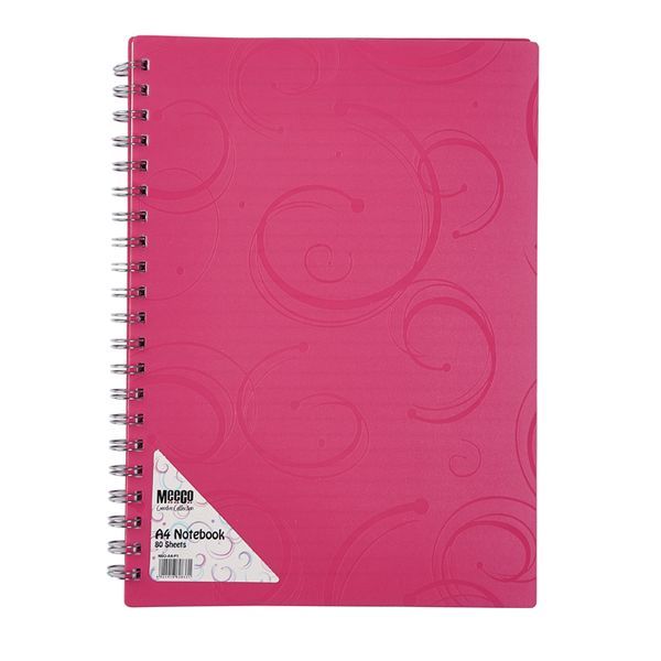 Meeco Creative Collection A4 80 Ruled Sheets Spiral Bound Notebook - Pink