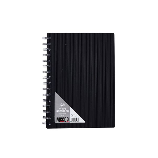 Meeco Executive A5 80 Ruled Sheets Spiral Bound Notebook - Black