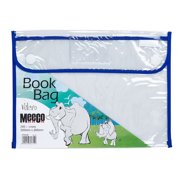 Meeco Book Bag with Hook &amp; Loop Closure - Blue Piping