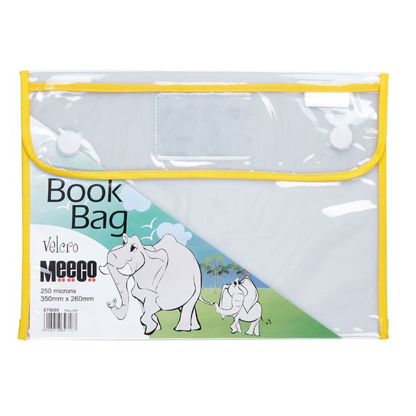 Meeco Book Bag with Hook &amp; Loop Closure - Yellow Piping