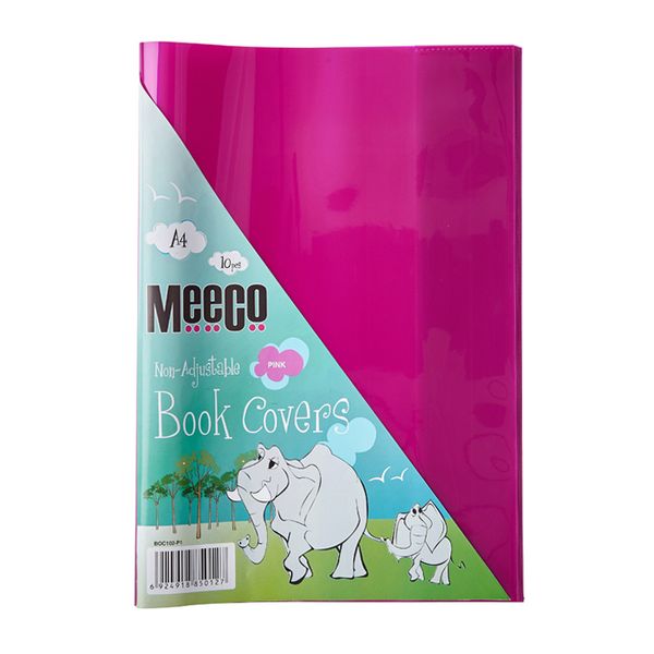 Meeco A4 130 micron Clear Fitted Book Covers - Pink (10 Pack)