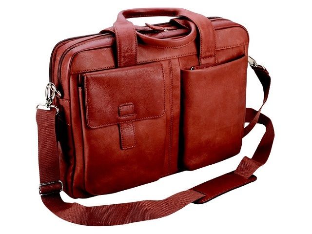 Adpel Bermudo Italian Leather Computer Bag - Brown