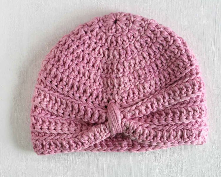 Handmade Crochet Baby Turban Hat Purple Pink