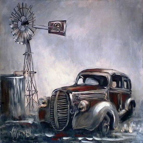 Vintage Windmill Canvas Wall Art (50x50x3cm)