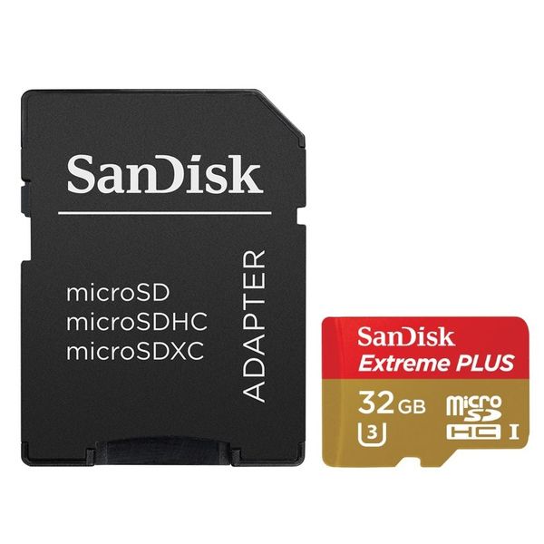 SanDisk 32GB Extreme Plus Class 10 UHS-l U3 Micro SD and Adapter