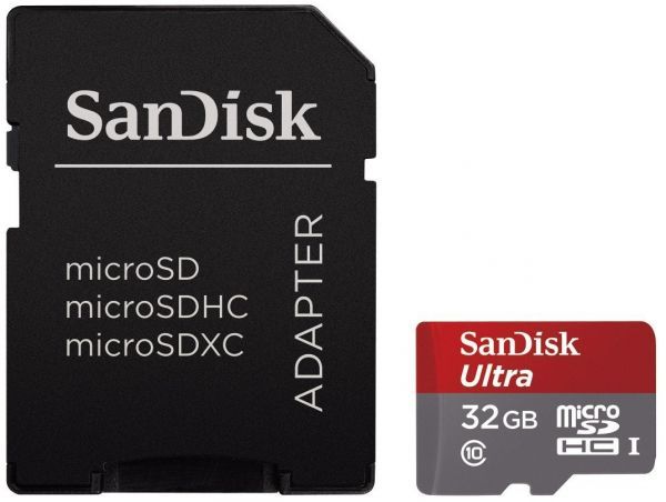 SanDisk 32GB Ultra Android Class 10 USH-l Micro SD and Adapter