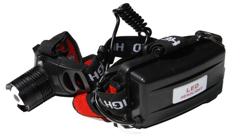 High Power Rechargeable Zoom LED Head Light - Black