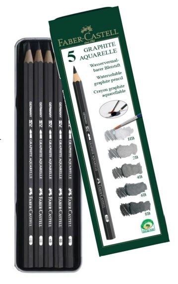 Faber-Castell 5 Graphite Aquarelle Graphite Pencils