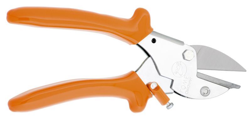 Lowe Small Anvil Pruning Shears curved Handle &amp; Pointed Blade - Silver &amp; Orange
