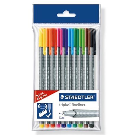 Staedtler Triplus Fineliner Pen Set,Pack Of 12Assorted Colours(0.3MM Line  Width)