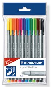 Staedtler Triplus Fineliners - Assorted Colours - Polybag of 10