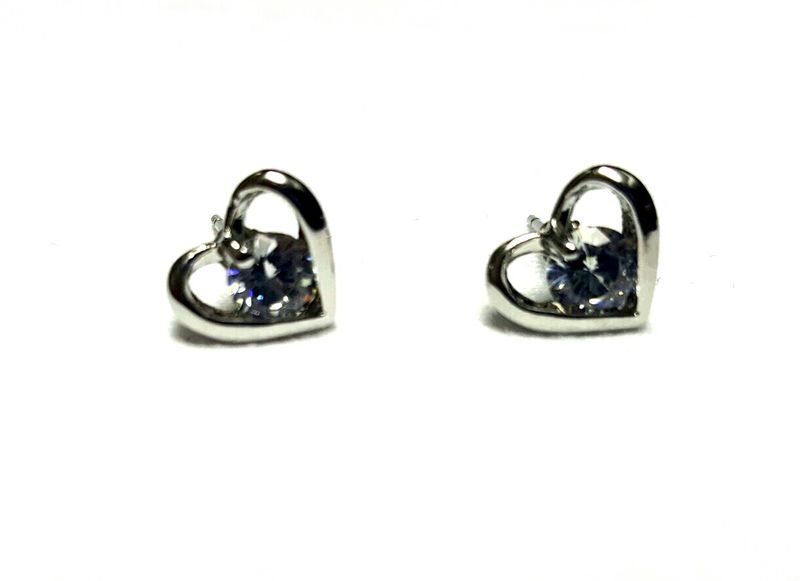 Bijoux Bliss Box Silver Plated Heart Diamante Earrings