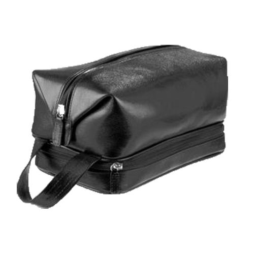 Adpel Mens Leather Toiletry Bag - Black