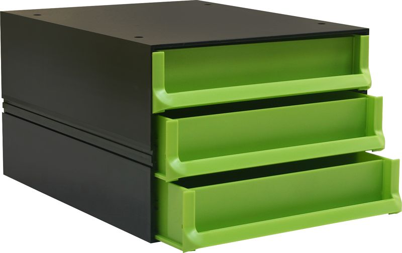 Bantex Texo Modular 3 Drawer Storage System - Lime Green