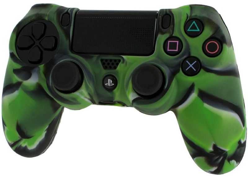 Pro Soft Silicone Protective Cover with Ribbed Handle Grip [Camo Green] (PS4)