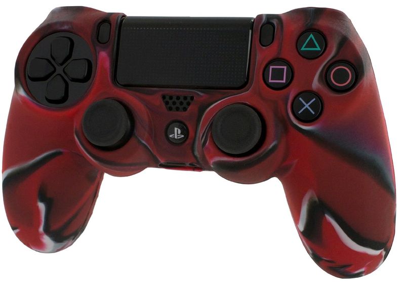 Pro Soft Silicone Protective Cover with Ribbed Handle Grip [Camo Red] (PS4)