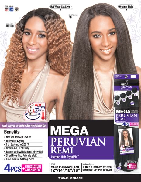 Isis Mega Peruvian Remi Weave 12-18-inch - OT1B/Red