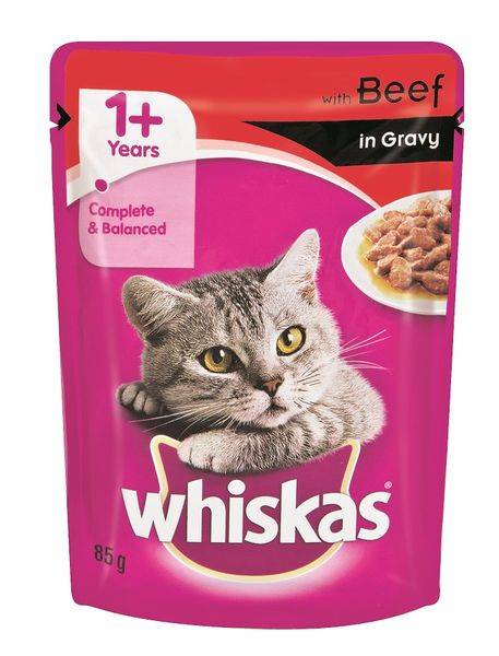 Whiskas - Adult Pouch Beef In Gravy - 0.085kg